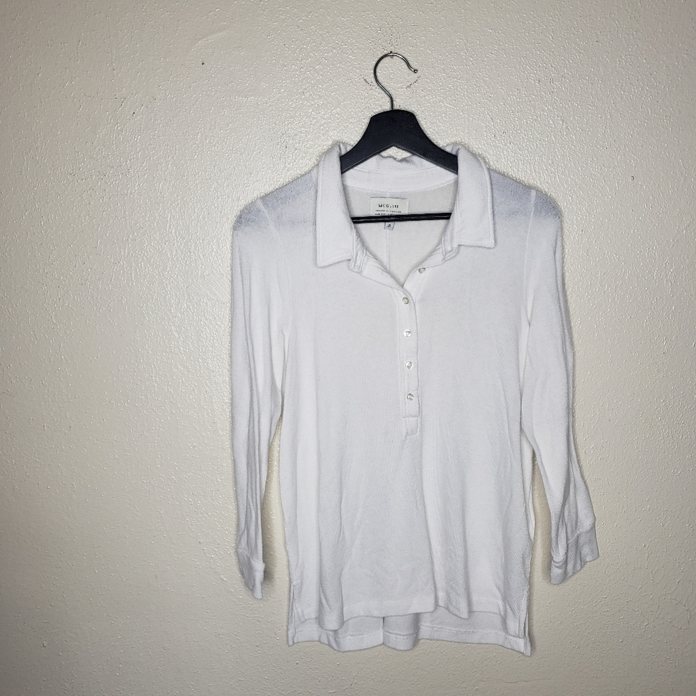 Mcguire Henley 3/4 Sleeve White Sweater